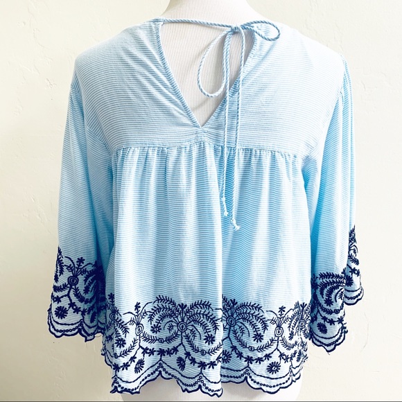 Zara Pinstripe Embroidered Top - Picture 9 of 12